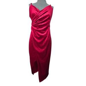 Red Velvet Glitter Sleeveless Dress Size Medium